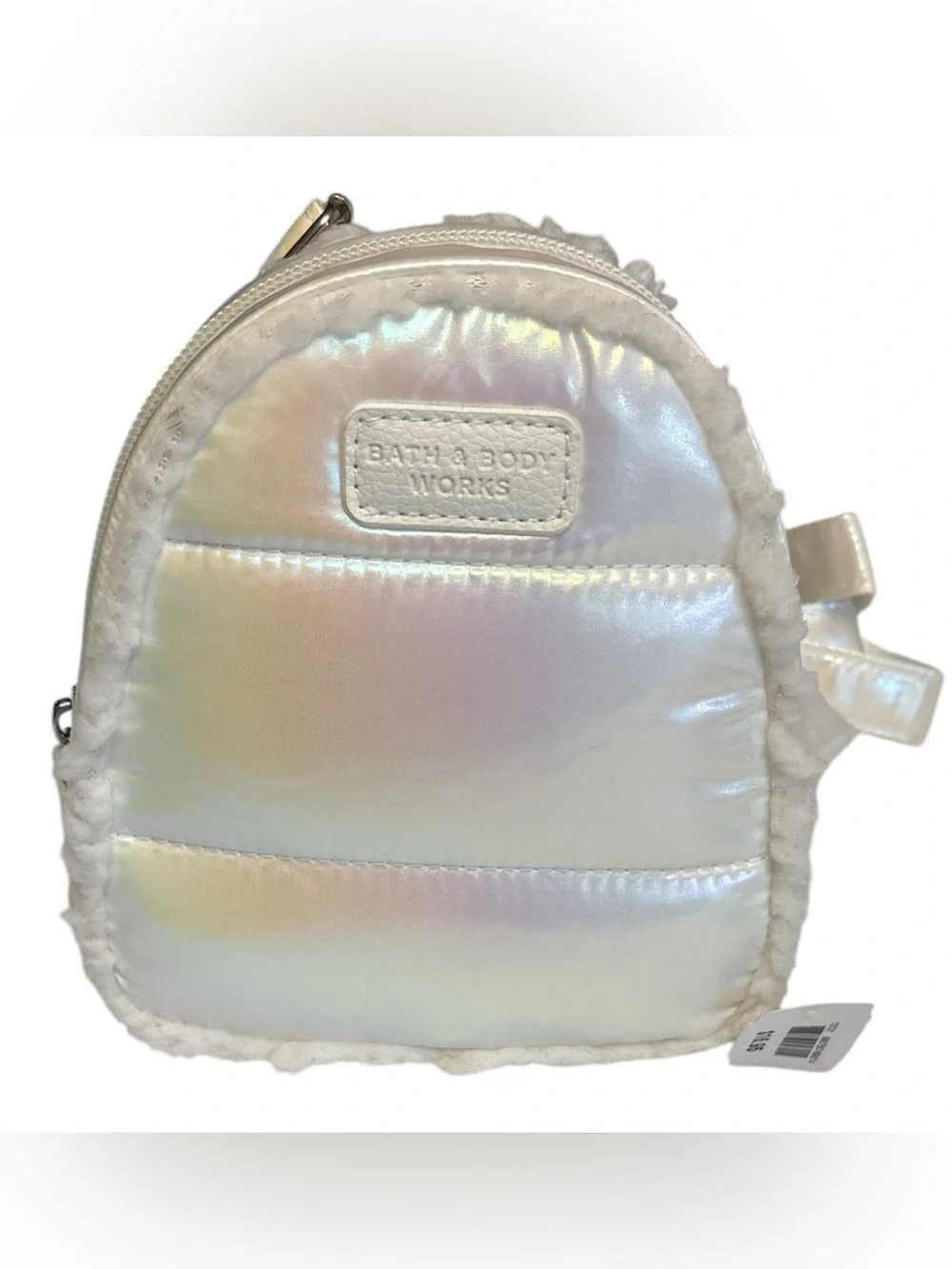 Bath & Body Works Iridescent Mini Backpack Bag zip top adj straps NWT